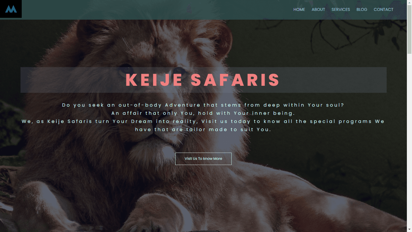 keije safaris landing page